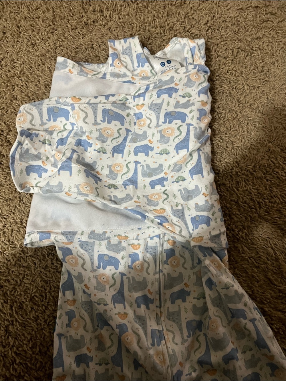 Halo Blue and Cream Safari Animal Sleep Sack Pajamas